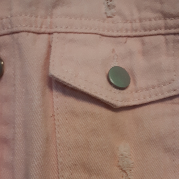 Pink Denim Vest Distressed - Picture 6 of 7